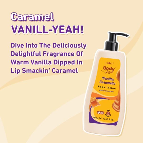 Plum BodyLovin' Vanilla Caramello Body Lotion | Cocoa Butter & Vitamin B5 for Deep Moisturization | Non-Greasy | Soft & Glowing Skin | for Dry to Very Dry Skin | Warm & Cozy Vanilla Fragrance - 400ml - [Duplicated #4530] - Image 2