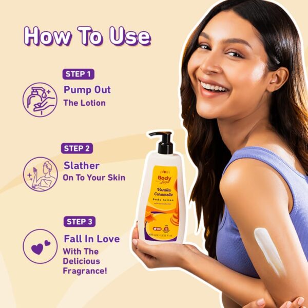 Plum BodyLovin' Vanilla Caramello Body Lotion | Cocoa Butter & Vitamin B5 for Deep Moisturization | Non-Greasy | Soft & Glowing Skin | for Dry to Very Dry Skin | Warm & Cozy Vanilla Fragrance - 400ml - [Duplicated #4530] - Image 4