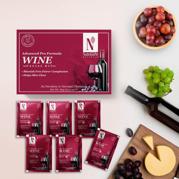 NutriGlow NATURAL'S Advanced Pro Formula Wine Facial Cleanup Kit With Goodness Of Red Grape Extracts, Blemish Free, All Type of Skin Solution for men & women, 60gm - Image 3