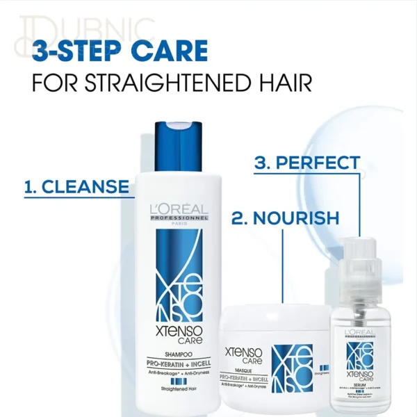 L'OREAL PROFESSIONNEL PARIS Xtenso Care Shampoo + Mask + Serum Combo Pack For Straightened Hair (250Ml + 196Gm + 50Ml)| Hair Care Regimen For Straightened Hair - Image 3